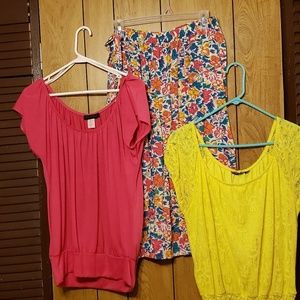 2 tops and skirt